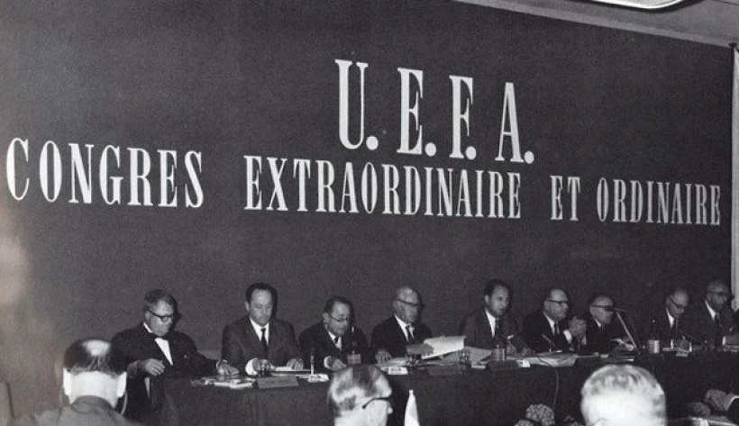 Στιγμιότυπο από την ίδρυση της UEFA/ Reuters               Στιγμιότυπο από την ίδρυση της UEFA/ Reuters