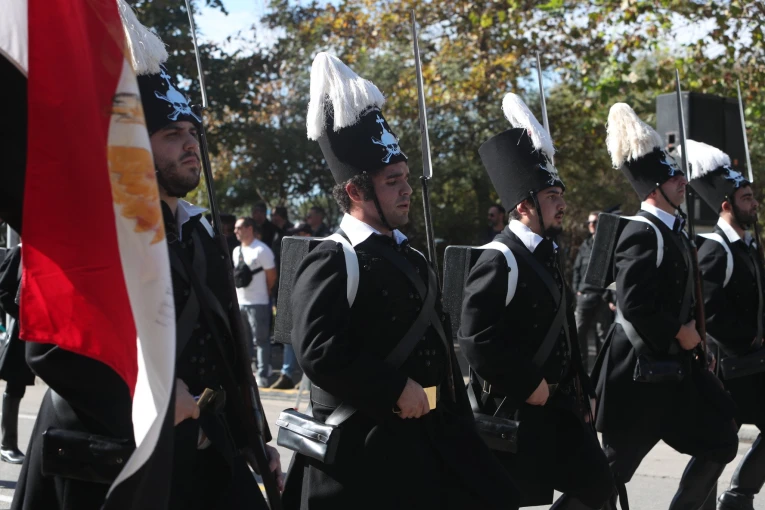 Άγημα ντυμένο με τις στολές του Ιερού Λόχου του Αλέξανδρου Υψηλάντη, Βασίλης Βερβερίδης/MOTIONTEAM-EUROKINISSI