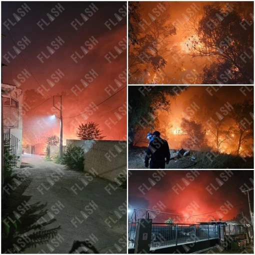          Εικόνα από την κινητοποίηση της Πυροσβεστικής για τη φωτιά στις Αχαρνές - Φωτ: Γιάννης Κέμμος / flash.gr     