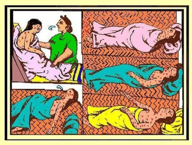 Απεικόνιση Αζτέκων να πεθαίνουν από ευλογιά / Φωτ.: Wikimedia Commons