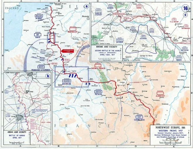 Χάρτης του Δυτικού Μετώπου το 1917 / Φωτ.: Wikipedia Χάρτης του Δυτικού Μετώπου το 1917 / Φωτ.: Wikipedia