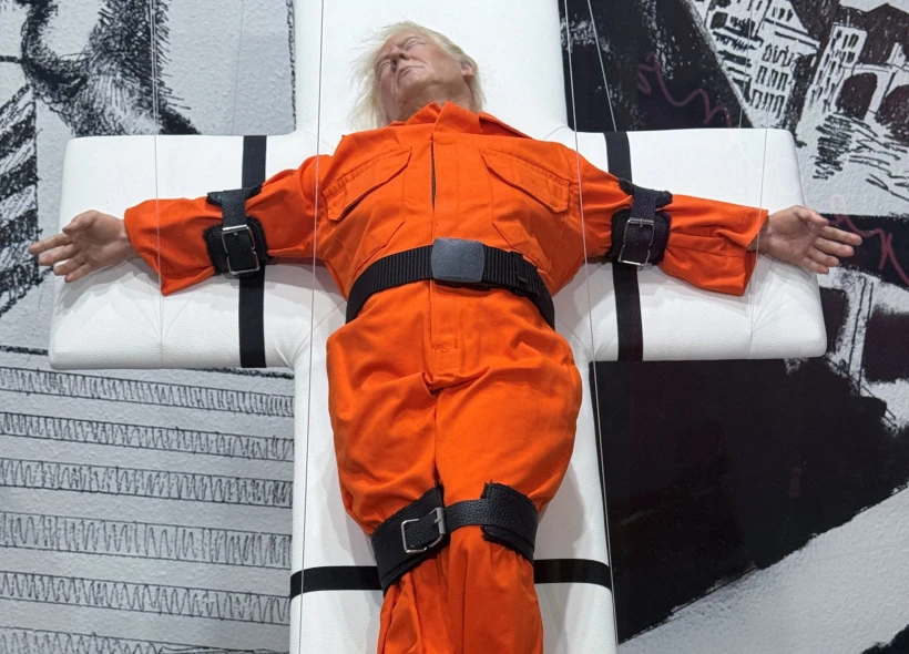 «Saint or Sinner», a sculpture by the London artist Mason Storm that depicts US President Donald Trump - Reuters