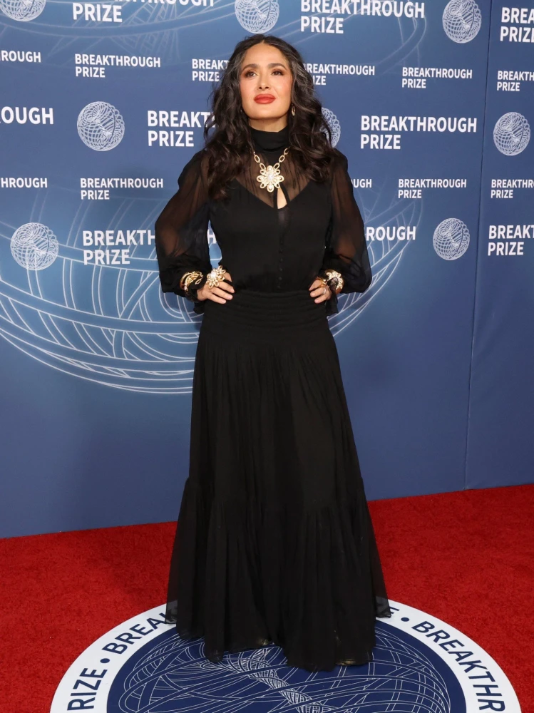         Salma Hayek attends the 2025 Breakthrough Prize ceremony in Santa Monica, California, - Reuters     