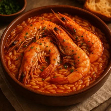 Γαρίδες γιουβέτσι με σάλτσα ούζου