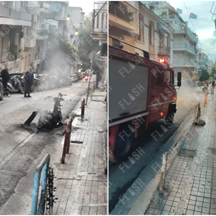 Πανικός στην Κυψέλη: Μηχανή που μετέφερε φιάλες υγραερίου άρπαξε φωτιά στη μέση του δρόμου