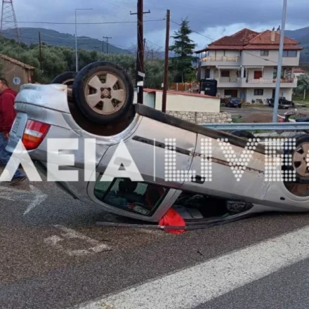 Ηλεία: Οδηγός ανατράπηκε από ανεμοστρόβιλο ενώ οδηγούσε - Ζημιές προκάλεσε η κακακαιρία