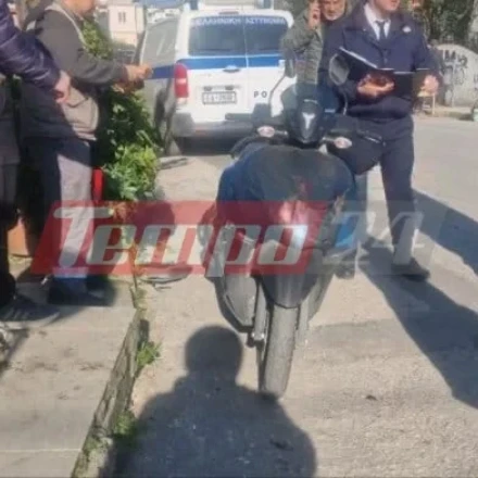 Τροχαίο με παράσυρση πεζής στην Πάτρα: Εκτινάχθηκε σε μηχανάκι και κατέληξε σε γλάστρες