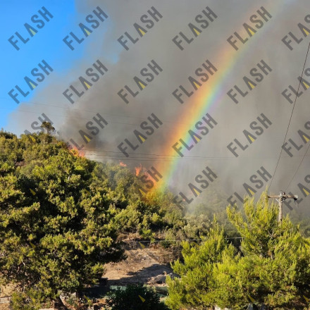 Φωτιά στη Σταμάτα: Η στιγμή που μέσα από τις φλόγες ξεπροβάλλει το ουράνιο τόξο