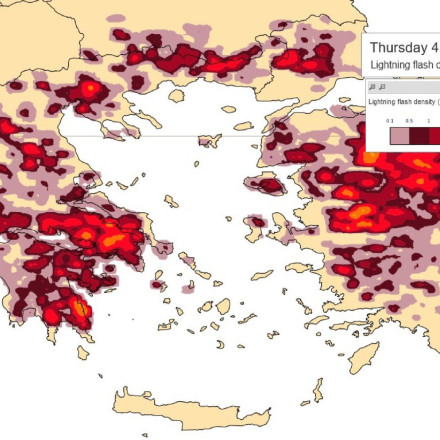 Αυτός είναι ο χάρτης των κεραυνών σε όλη τη χώρα: Πότε αρχίζει το φαινόμενο που θέλει μεγάλη προσοχή