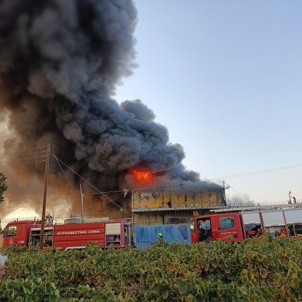 Φωτιά στην Κόρινθο: Εργοστάσιο κάηκε ολοσχερώς – «Κλείστε πόρτες και παράθυρα» έστειλε το 112