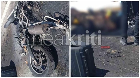 Σοκαριστικό τροχαίο στο Ηράκλειο: Μοτοσικλετιστής τυλίχθηκε στις φλόγες μετά από σύγκρουση με ΙΧ
