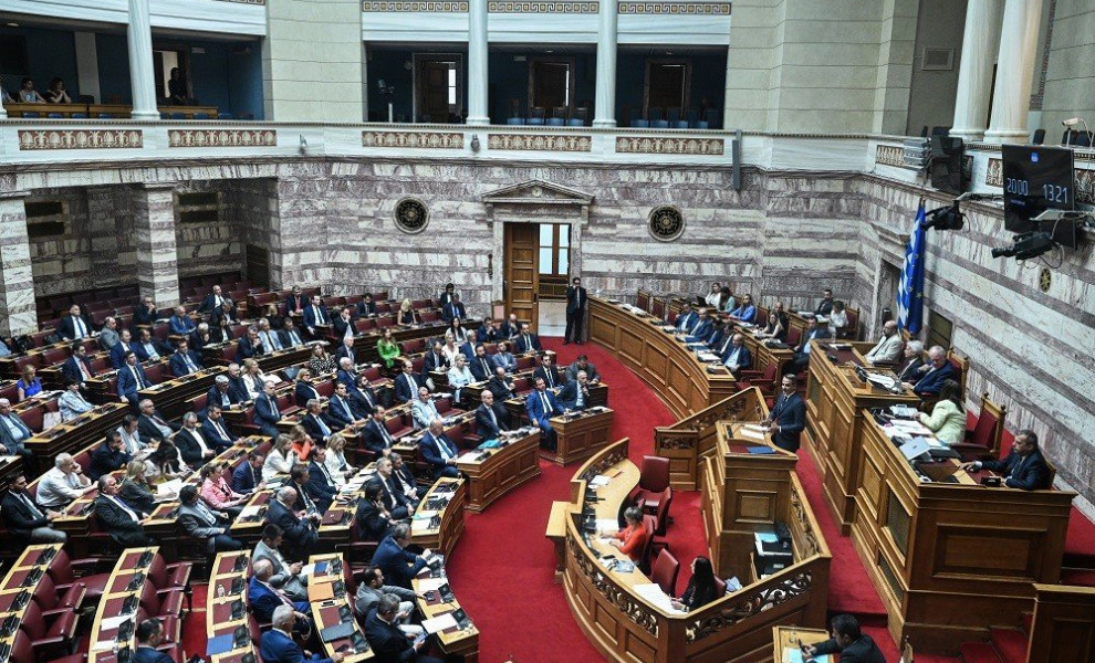Συζήτηση στην Ολομέλεια της Βουλής, των άρθρων και του συνόλου του σχεδίου νόμου "Ενίσχυση του εισοδήματος των μισθωτών, των νέων, της οικογένειας και της εργασίας - συνταξιοδοτικές ρυθμίσεις", Τετάρτη 26 Ιουλίου 2023. 
(EUROKINISSI)