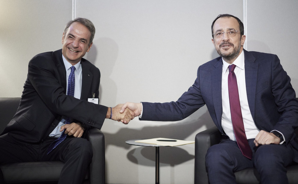 Εικόνα από τη συνάντηση Μητσοτάκη - Χριστοδουλίδη στη Νέα Υόρκη (φωτο: Γραφείο Τύπου Πρωθυπουργού/Δημήτρης Παπαμήτσος)