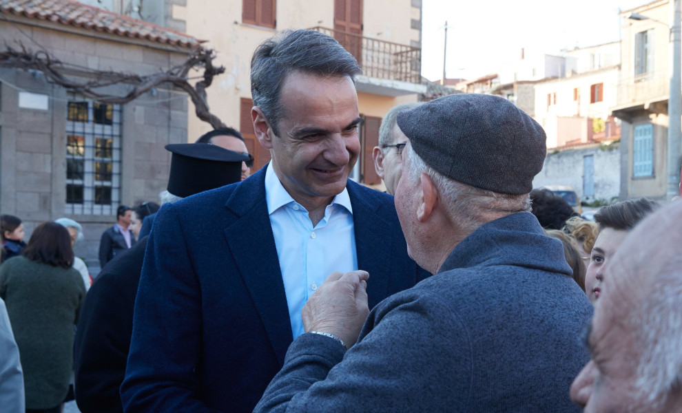 Εικόνα από επίσκεψη του Κυριάκου Μητσοτάκη στη Λήμνο το 2019 (φωτο: Eurokinissi)