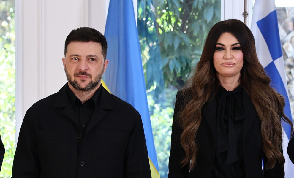 Βολοντίμιρ Ζελένσκι και Κίμπερλι Γκιλφόιλ στο Μέγαρο Μαξίμου/Φωτ. EUROKINISSI