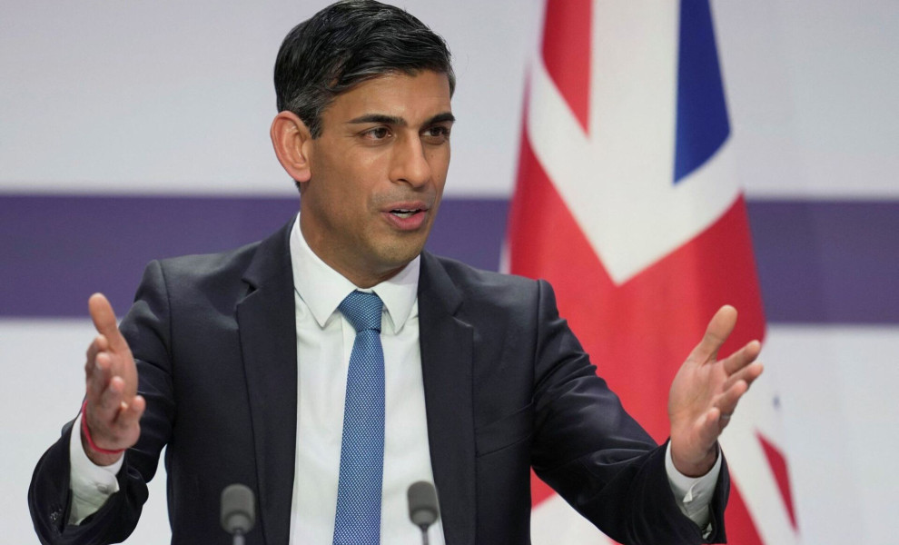 Britain's Prime Minister Rishi Sunak speaks during a joint news conference with French President Emmanuel Macron (not pictured) at the Elysee Palace in Paris, France, Friday, March 10, 2023. French President Emmanuel Macron and British Prime Minister Rish