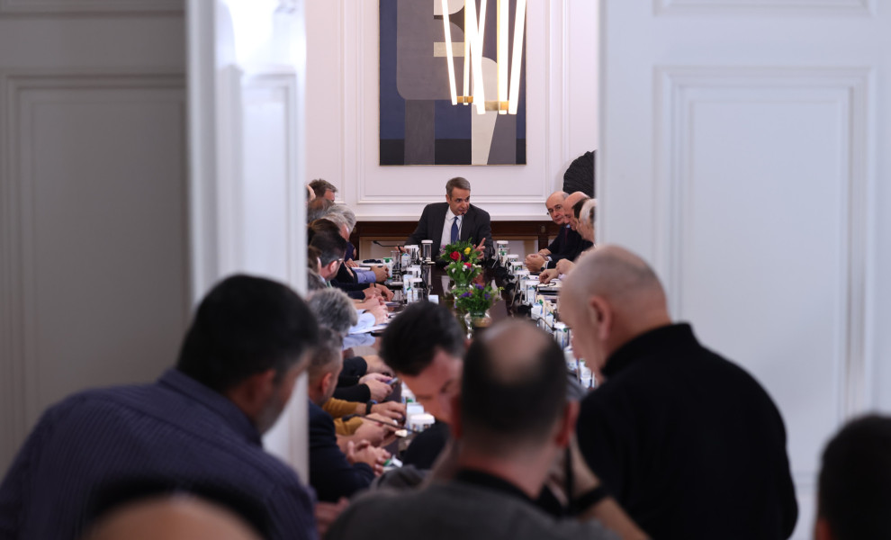 Φωτ. από την προηγούμενη συνάντηση του κ. Μητσοτάκη με εκπροσώπους από αγροτικά μπλόκα / Intime