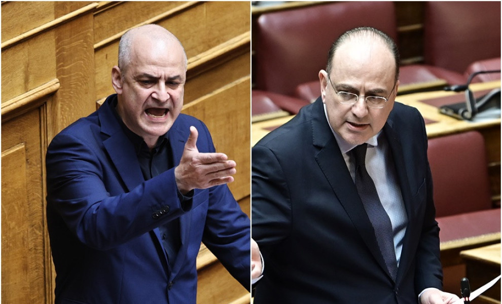 Ο Αλέξανδρος Καζαμίας (αριστερά) και ο Μακάριος Λαζαρίδης (δεξιά). Φωτό: EUROKINISSI