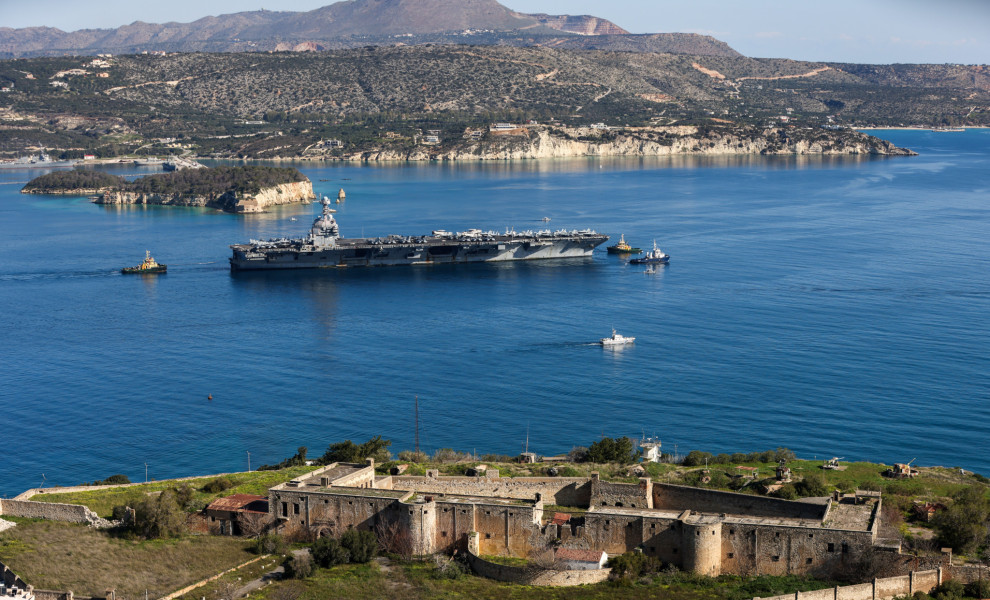 Ο απόπλους του αεροπλανοφόρου «USS Gerald R. Ford» από τη βάση της Σούδας / Eurokinissi