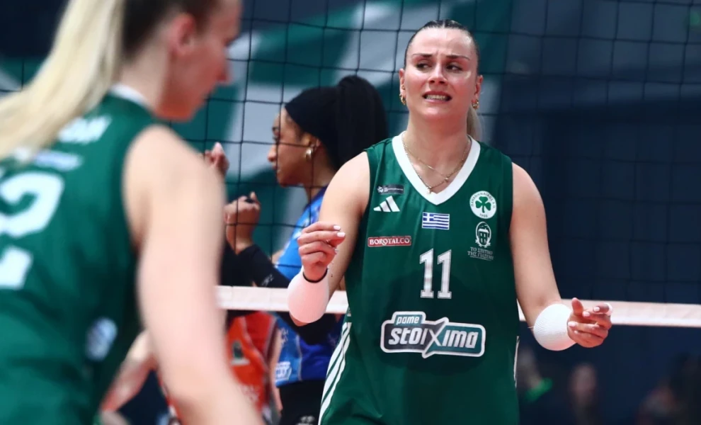 Η Λαμπρινή Κωνσταντινίδου στον αγώνα του Παναθηναϊκού με τη Βαλεφόλια για την κατάκτηση του CEV Challenge Cup / Πηγή: Intime