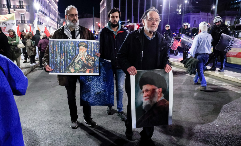 Ο Παναγιώτης Λαφαζάνης στην αντιπολεμική διαδήλωση (Eurokinissi)