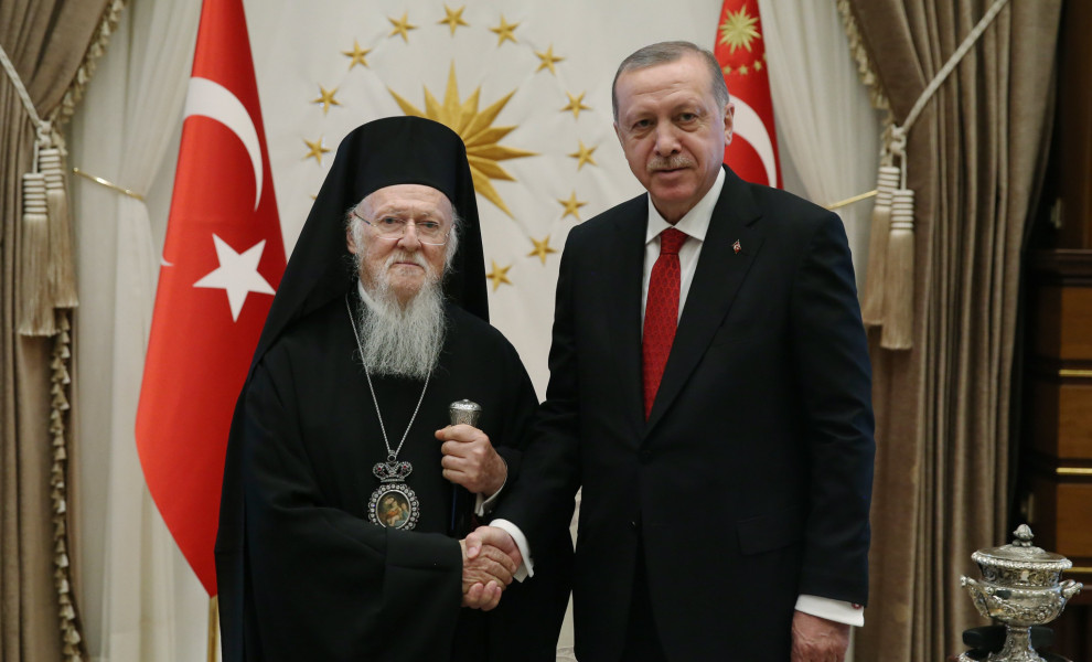 Βαρθολομαίος και Ερντογάν σε παλαιότερη συνάντησή τους (φωτο: ΑΠΕ-ΜΠΕ/EPA/TURKISH PRESIDENT PRESS OFFICE HANDOUT)