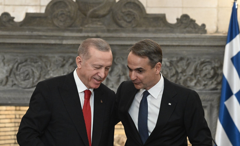 Κυριάκος Μητσοτάκης και Ρετζέπ Ταγίπ Ερντογάν στο Μέγαρο Μαξίμου/φωτό eurokinissi