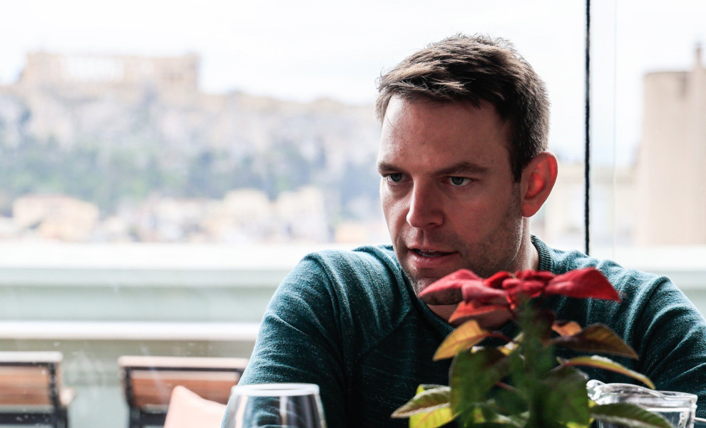 Ο πρόεδρος του ΣΥΡΙΖΑ Στέφανος Κασσελάκης στη συνάντηση με δημοσιογράφους / Φω. Αρχείου Eurokinissi