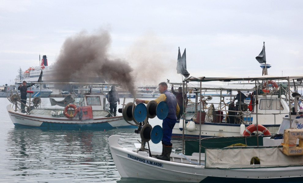 Εικόνα από την κινητοποίηση των ψαράδων στη Μυτιλήνη (φωτο: Intime)