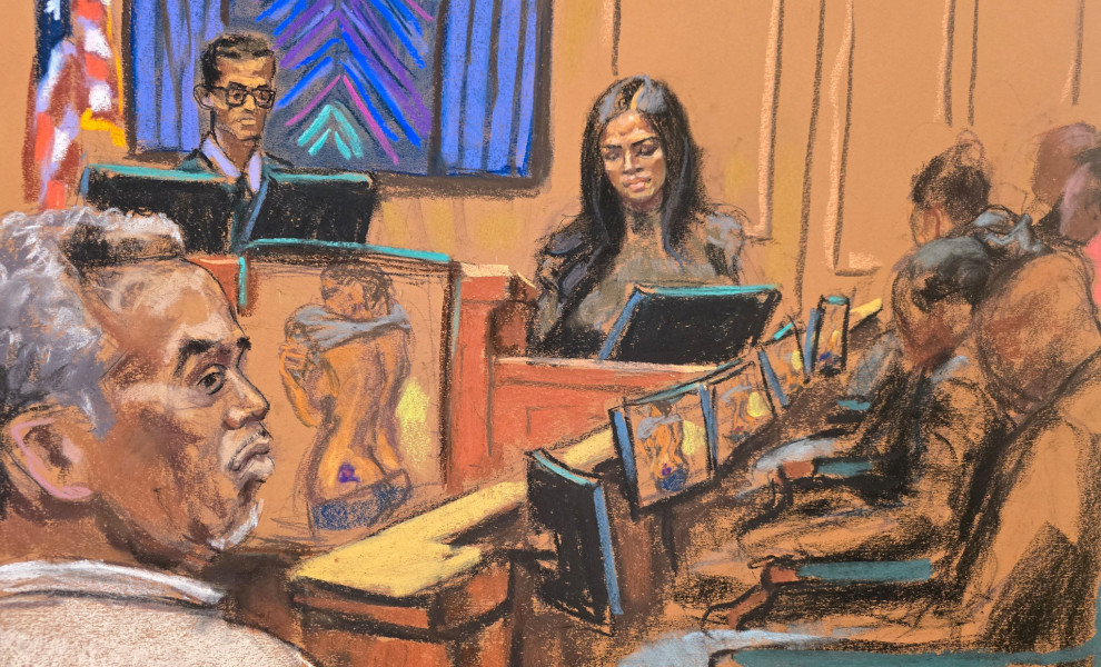 Η πρώην σύντροφος του Diddy Κασάντρα Βεντούρα την ώρα που καταθέτει/Jane Rosenberg/Reuters