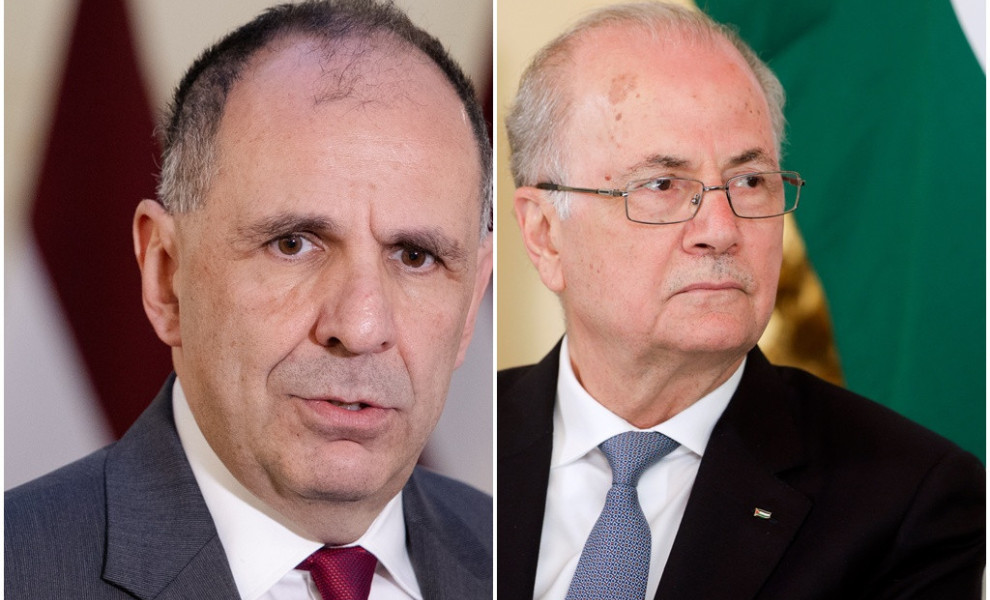 Γεραπετρίτης - Μουσταφά (φωτο: ΑΠΕ-ΜΠΕ/ΕΡΑ/LAURA CELMINA/LATVIAN FOREIGN MINISTRY/JASON ALDEN