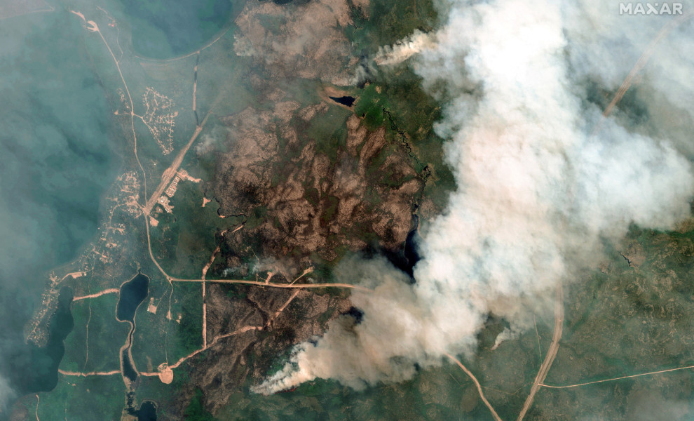 Εικόνα από δορυφόρο δείχνει το μέγεθος της καταστροφής (Maxar Technologies/Handout via REUTERS)