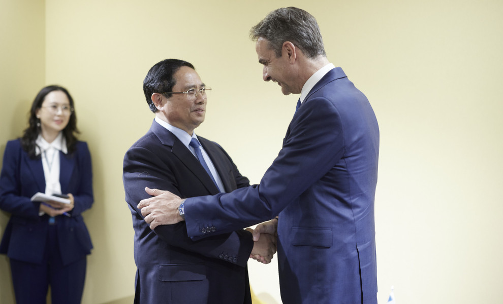 Η συνάντηση του Κυριάκου Μητσοτάκη με τον Βιετναμέζο πρωθυπουργό / Γραφείο Τύπου Πρωθυπουργού