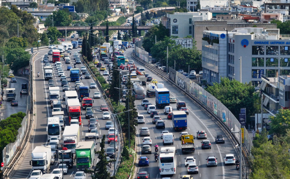 Αεροφωτογραφία από κίνηση στον Κηφισό / Φωτ.: Eurokinissi