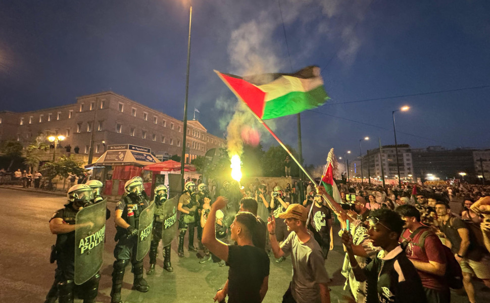 Εικόνα από τη διαδήλωση για τη Γάζα (φωτο: Flash,gr/Γιάννης Κέμμος)