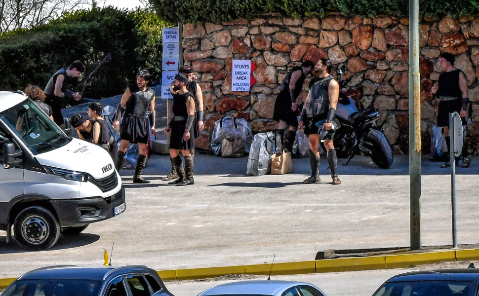 Εικόνα από τα γυρίσματα της ταινίας «Οδύσσεια» στην Ελλάδα (φωτο: Eurokinissi)