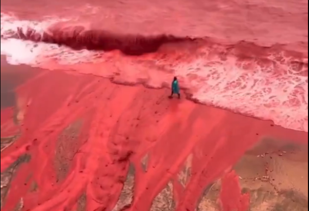 Ιράν: Σπάνιο φυσικό φαινόμενο έβαψε τη θάλασσα κόκκινη - Απίστευτες εικόνες από νησί Ορμούζ