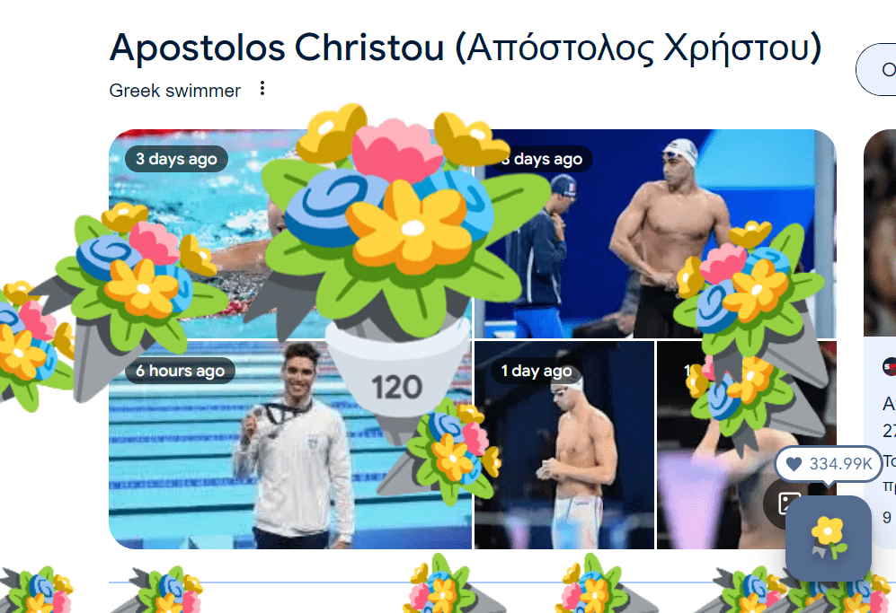 Στείλτε ηλεκτρονικές ανθοδέσμες στον Απόστολο Χρήστου για την επιτυχία του μέσω Google