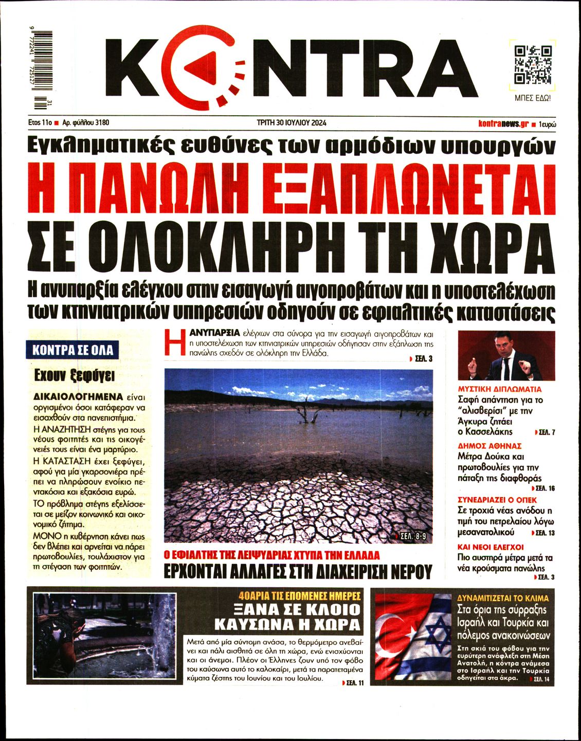 Πρωτοσέλιδο εφημερίδας KONTRA NEWS