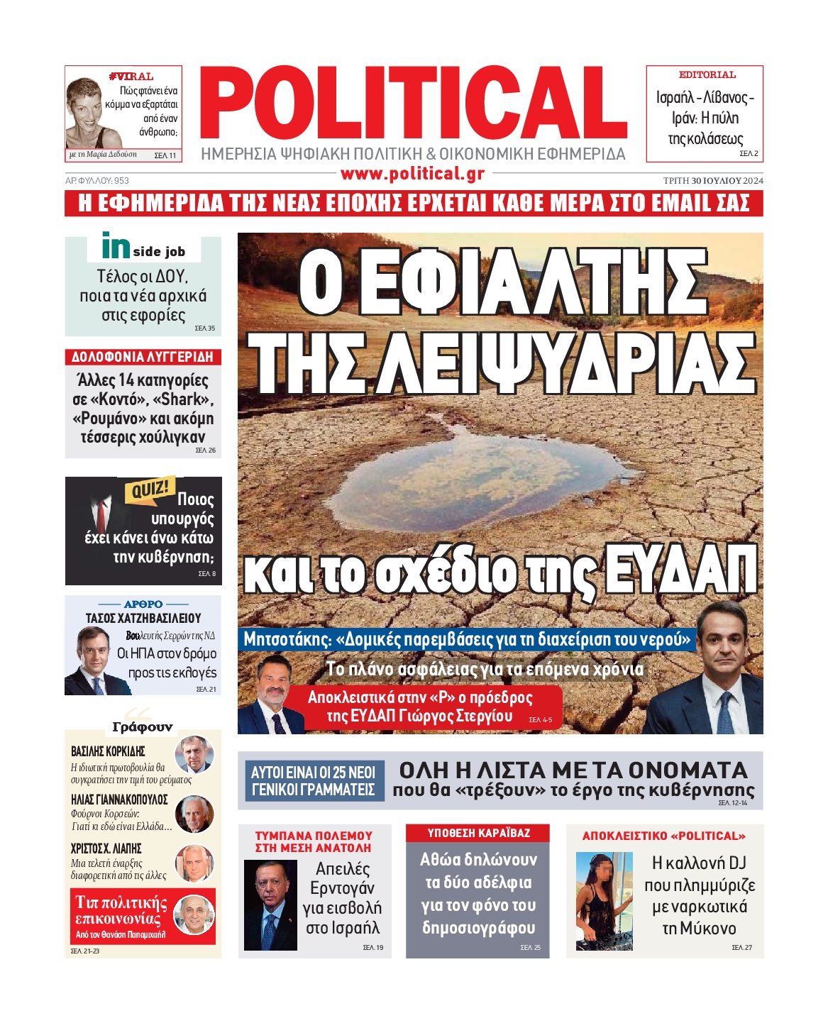Πρωτοσέλιδο εφημερίδας POLITICAL