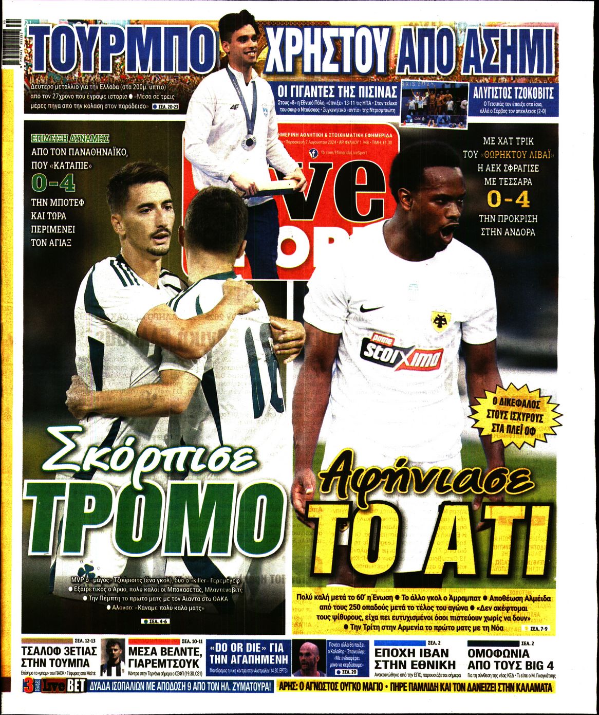 Πρωτοσέλιδο εφημερίδας LIVE SPORT