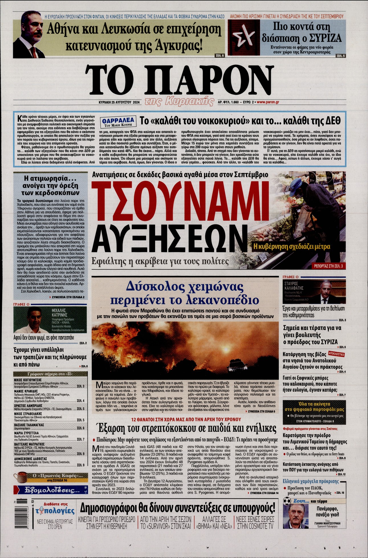 Πρωτοσέλιδο εφημερίδας ΤΟ ΠΑΡΟΝ