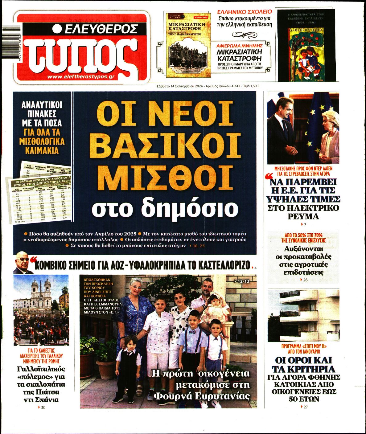 Πρωτοσέλιδο εφημερίδας ΕΛΕΥΘΕΡΟΣ ΤΥΠΟΣ