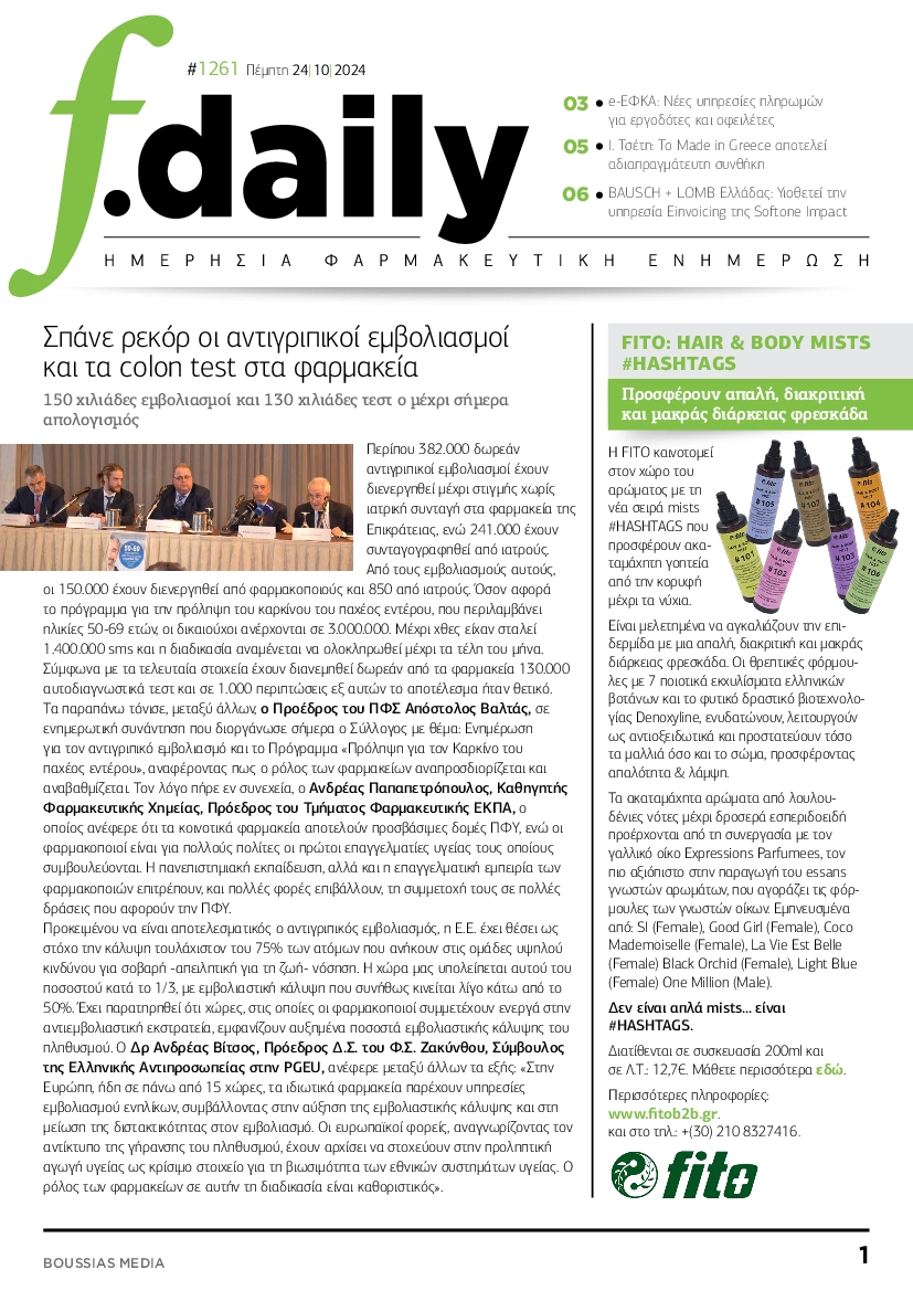 Πρωτοσέλιδο εφημερίδας F DAILY