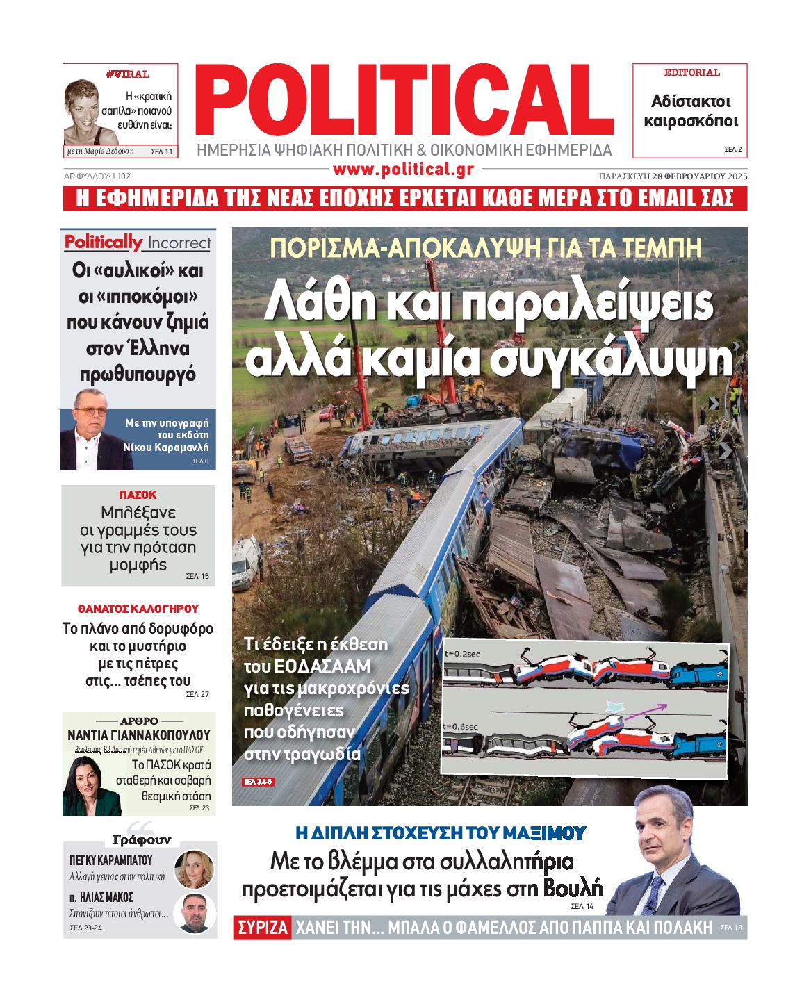 Πρωτοσέλιδο εφημερίδας POLITICAL