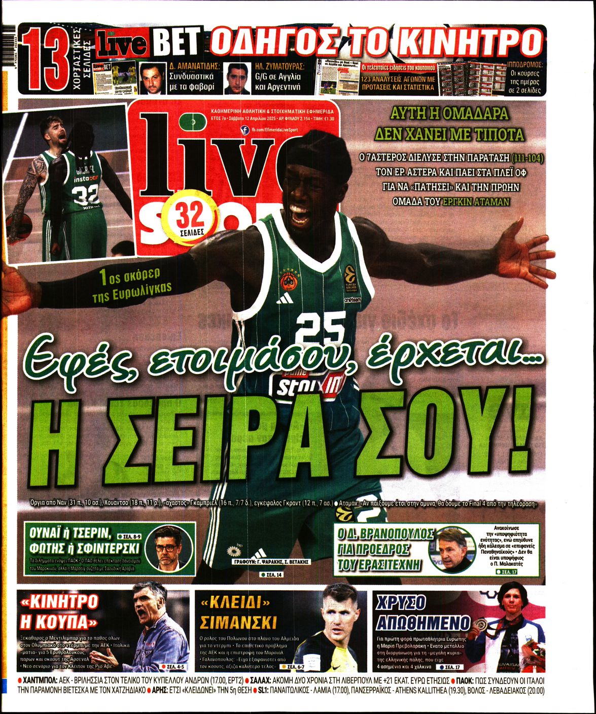Πρωτοσέλιδο εφημερίδας LIVE SPORT