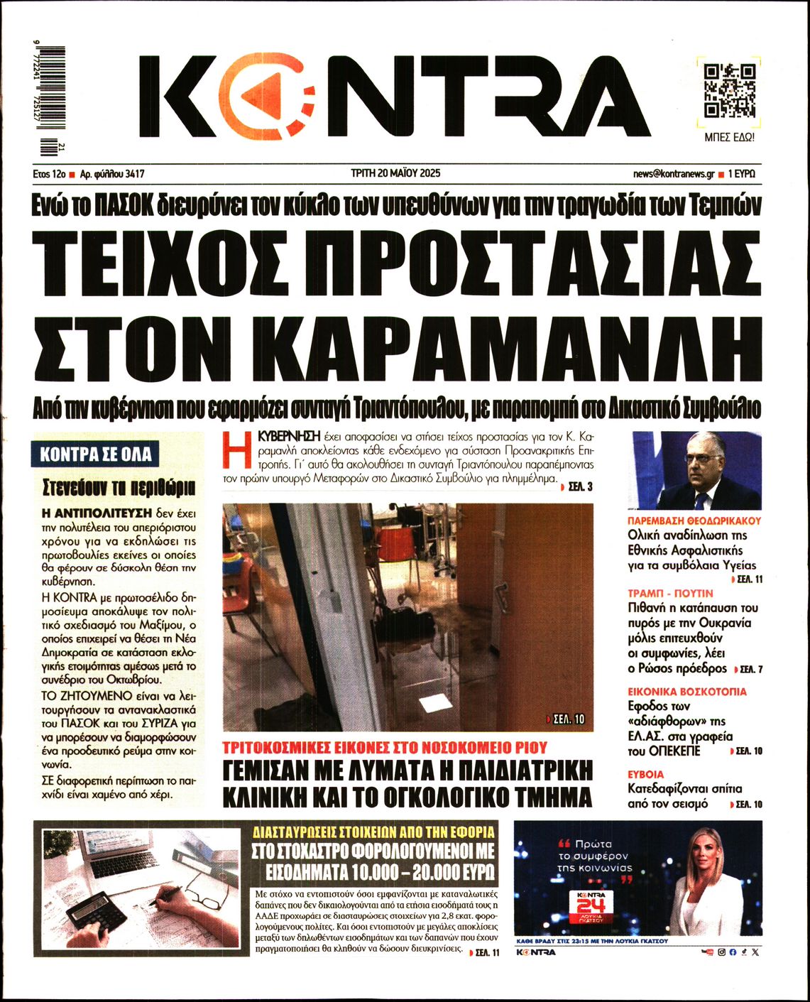 Πρωτοσέλιδο εφημερίδας KONTRA NEWS
