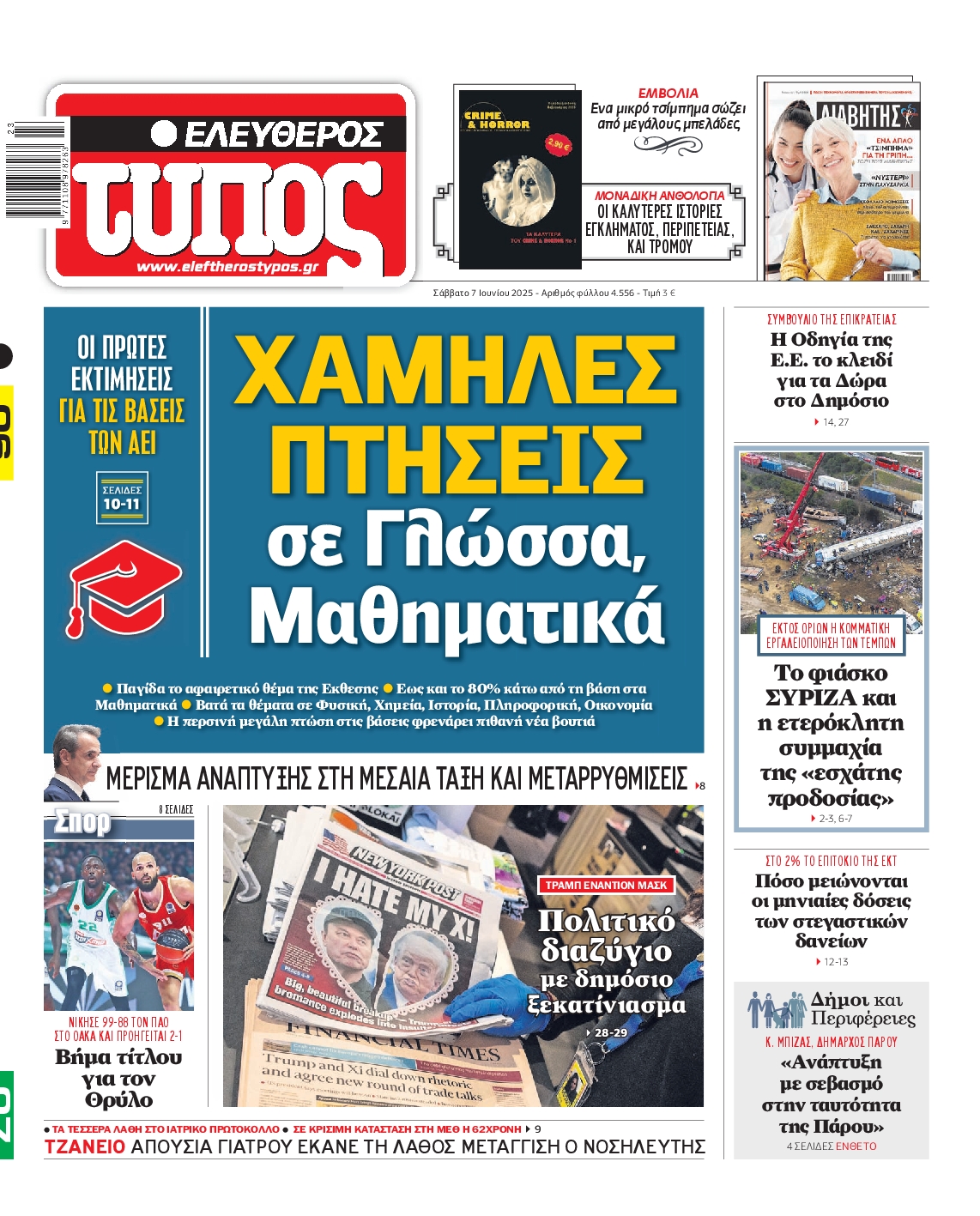 Πρωτοσέλιδο εφημερίδας ΕΛΕΥΘΕΡΟΣ ΤΥΠΟΣ