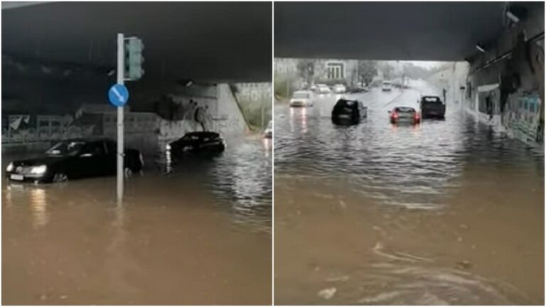 Καιρός σήμερα Αττική: Εγκλωβισμένα αυτοκίνητα στην υπόγεια διάβαση της Σπύρου Λούη στο Μαρούσι
